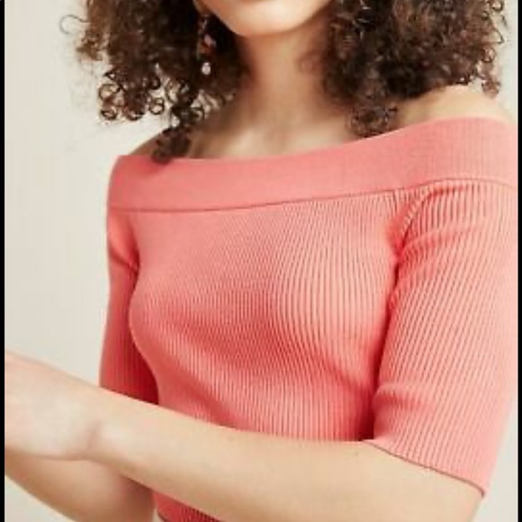 NWT Anthropologie Ribbed Off the Shoulder Sweater - Picture 3 of 10